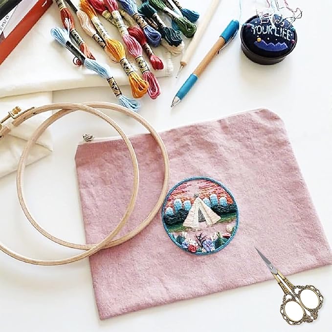 BIHRTC 4.5inch Small Sewing Scissors with Leather Case Sharp Tip Stainless Steel Scissors Vintage Shears Detail Yarn Thread Snips for Office Home Sewing Supplies Cross Stitch Needlework DIY Gold