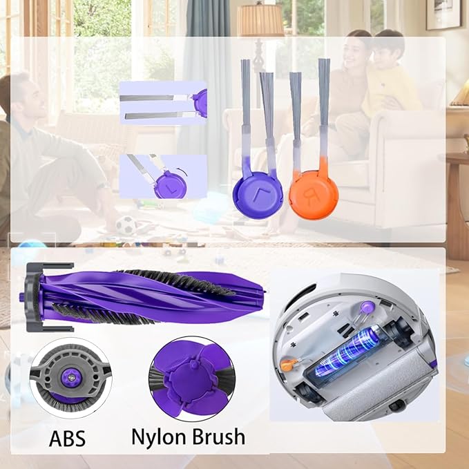 16 Pcs Replacement Accessories Kit Compatiible With Narwal Flow Robot Vacuum,1 Main Brush Roller,4 Side Brush,4 Hepa Filters,2 Track Mop Cloth,4 Dust Bag,