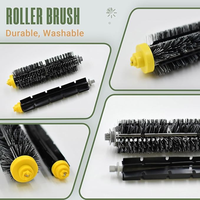 VacEssentials Replacement Parts Accessories Kit for iRobot Roomba 675 694 692 614 670 677 671 691 676 639 679 615 600 Series Robot Vacuum Attachment, 1 Bristle Brush, 6 Side Brush, 4 Filter