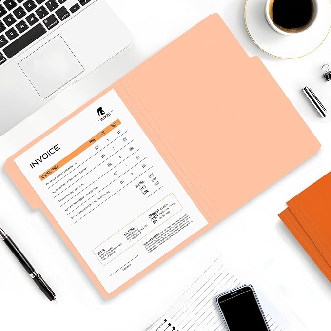 SUNEE File Folders, 150 Pack Manilla Folders 8.5 x 11, Colored File Folders Home Office School Supplies for Documents Files Paper, Orange