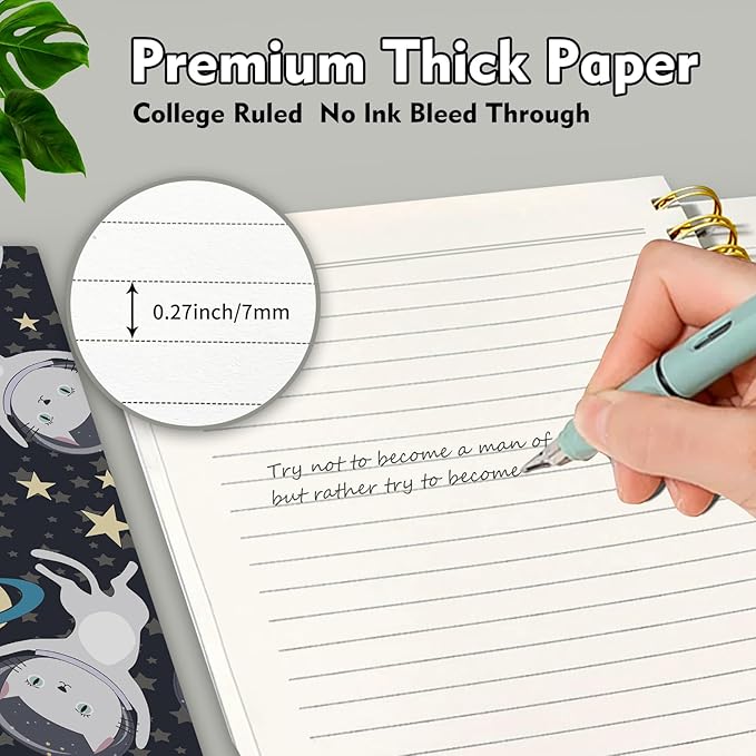 Spiral Journal Notebook,Strong TwinWire Binding with Premium Paper for Girl Women,Cool Funny 120 Pages,100gsm A5 College Ruled NotebookJournal,Perfect for Gifts Nurse Teacher Women(Cute Cat Star)