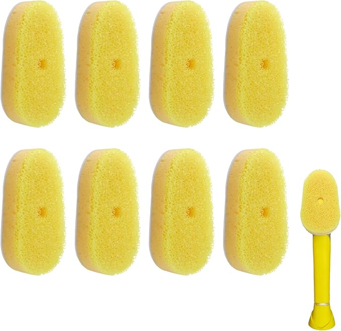 Refill Heads Compatible with Dish Daddy,Non-Scratch Wand Refill Sponge Heads Compatible with Scrub Daddy,Ideal Replacement Sponges for Effortless Dish Cleaning,8 Packs