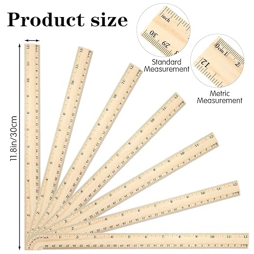 100 Pcs Wooden Ruler 12 Inch Rulers Bulk Wood Measuring Ruler 2 Scale Rulers for Classroom Ruler with Centimeters and Inches 30 cm Drafting Tools for Home Office
