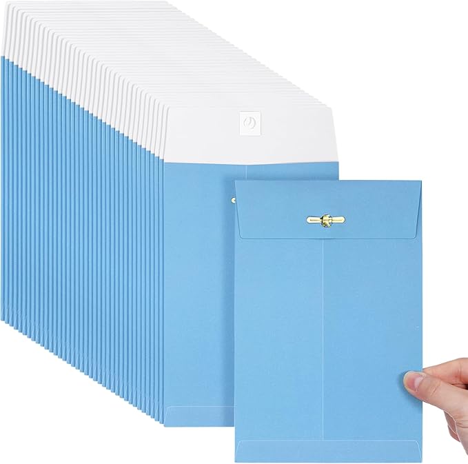 Teling 50 Pcs 5 x 7.5 Manilla Envelopes Clasp Kraft Catalog with Closure for Storing Mailing 28 lb Kraft Envelope Paper for Office Document School Business Home(Blue)