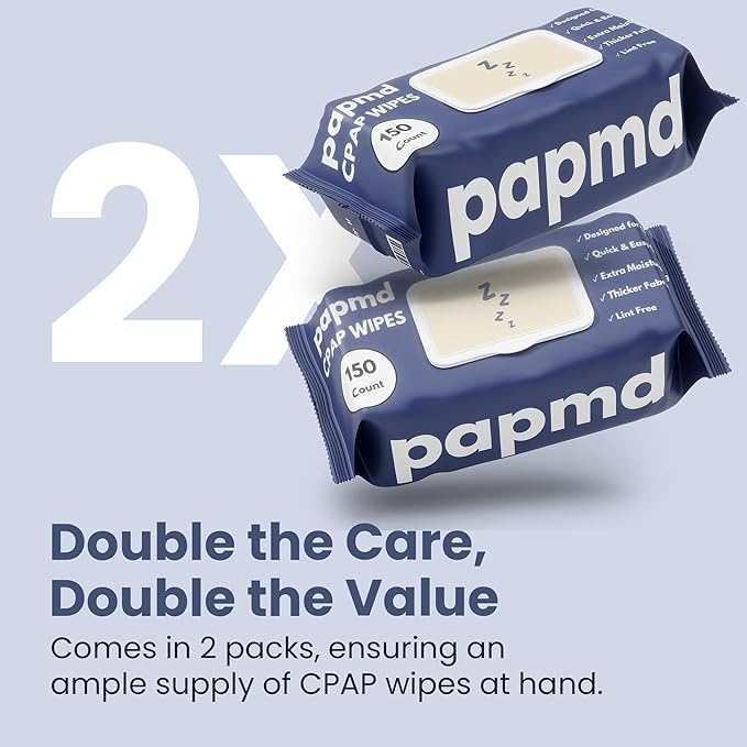 Unscented CPAP Wipes, 2x 150-Pack Travel Wipes, Thick Lint-Free Fabric for Mask, Tube & CPAP Machines, Enhanced Moisture & Easy Pull Design