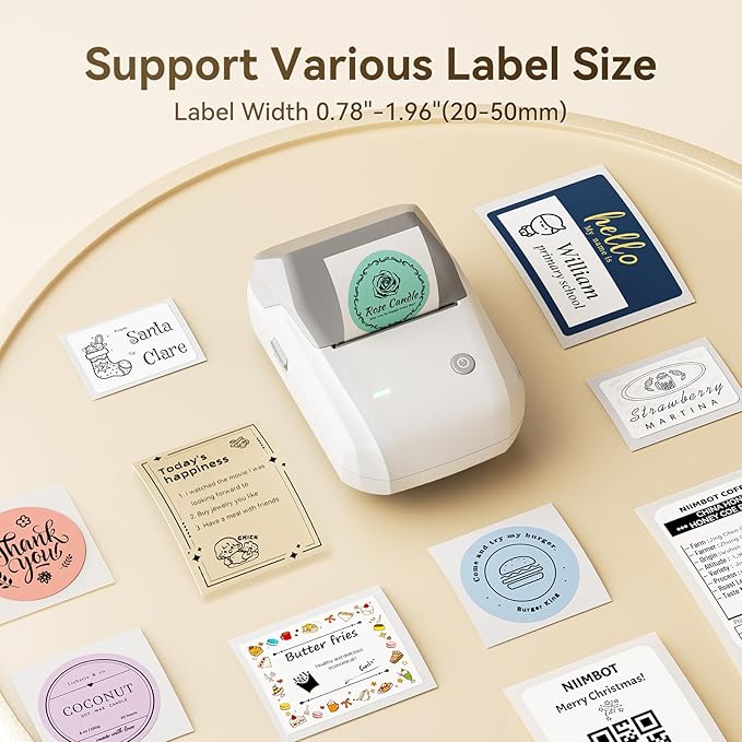 NIIMBOT B1 Barcode Label Maker, Bluetooth Thermal Label Printer, Portable Sticker Maker for Home Organization, Mailing, Bakery,Grocery, Small Business, Compatible with Phone Computer,Sky Grey
