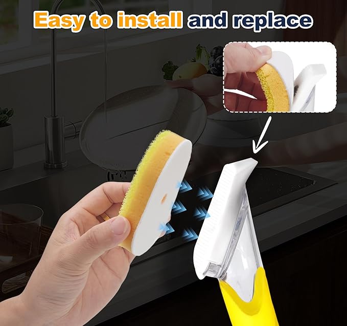 Refill Heads Compatible with Dish Daddy,Non-Scratch Wand Refill Sponge Heads Compatible with Scrub Daddy,Upgrade Version Much Thicker and Durable,8 Packs