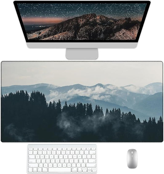 Forest Desk Pad Protector, Stitched Edges Mouse Pad, Large Office Desk Mat, Non-Slip Desk Blotter, Laptop Desk Pad, Desk Writing Pad for Office and Home (31.5" x 15.7")