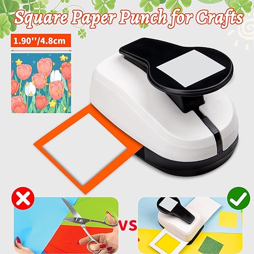 Square Punch 1.9 inch Square Hole Puncher for Crafts Squares Paper Punches