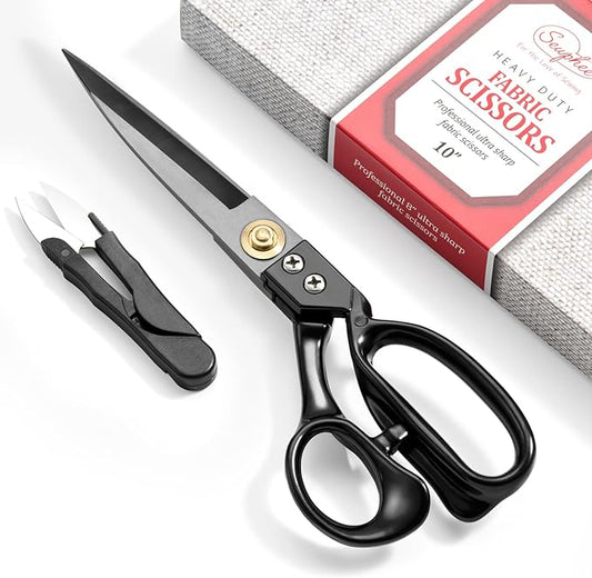 Fabric Scissors Professional Heavy Duty 10 inch Sharp Fabric Shears for Tailor Industrial Sewing Scissors for Cutting Clothes Upholstery Leather Ideal Home and Commercial Fabrics Sewing Accessories