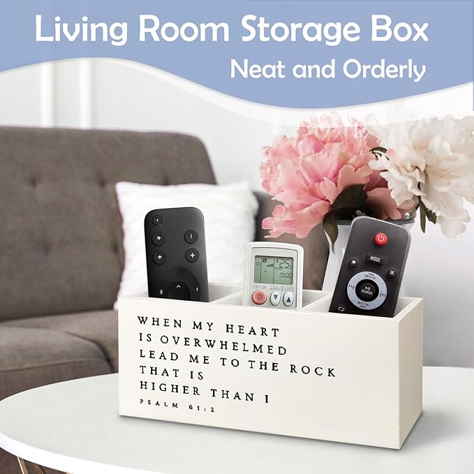 SNNDER Inspirational Christian Pen Holder for Desk, Christian Religious Gifts for Women Men, Psalm 61:2 Bible Verses Wooden Pen Pencil Holder Organizer for Home Office Desk Accessories