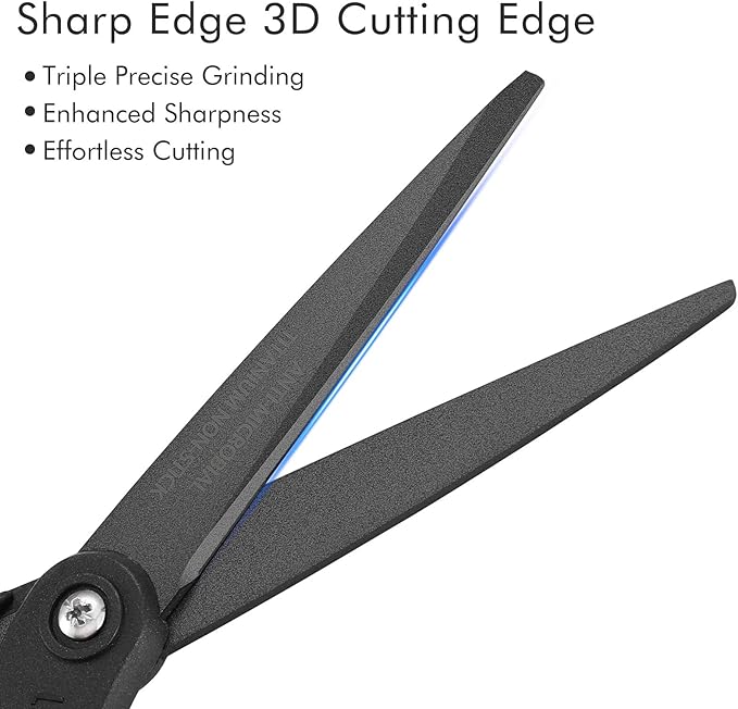 LIVINGO 8" Premium Scissors for Office, Multipurpose Titanium Non-Stick Craft Scissors for DIY, Sharp Stainless Steel Blades Comfort Grip, 3 Pack