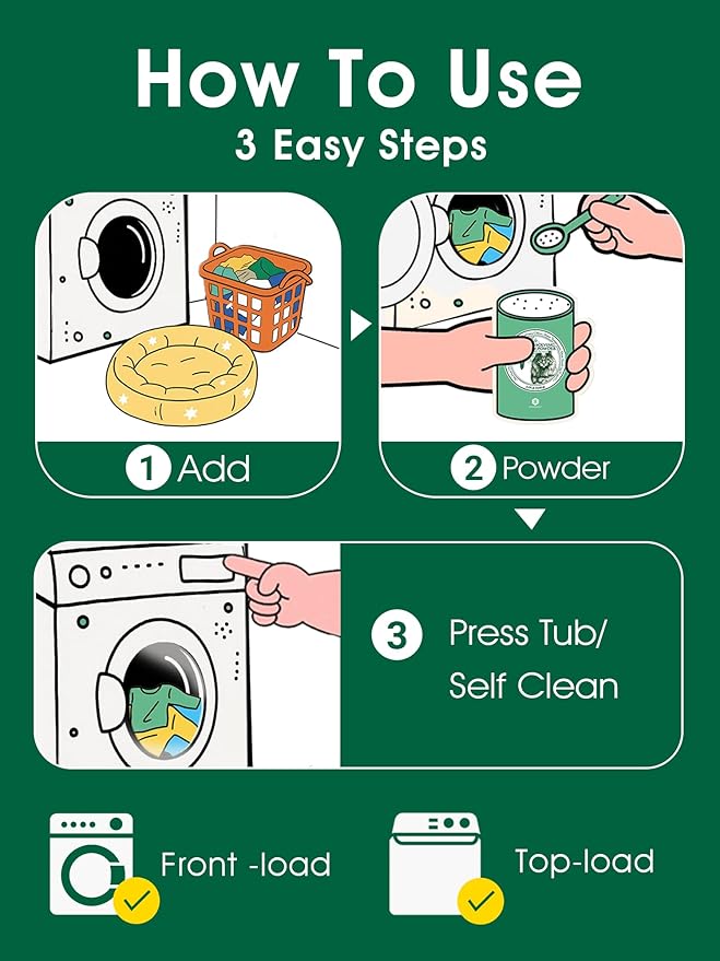 Pet Hair Remover for Laundry - Dog & Cat, Upgraded Higher Hair Dissolution, Detergent + Stain Remover, 6-Month Supply, HE/Top/Front-Load Compatible, Removes Residue & Odors, Septic Safe