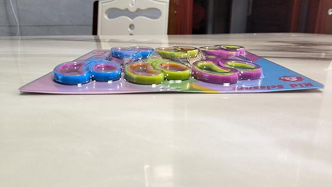 Kids Scissors, Blunt Tip Safety Children's Craft Scissors, Soft Grip, for Home and School, for Children 3 Years or Older, Pink, Blue, Fruit Green 6 Pairs