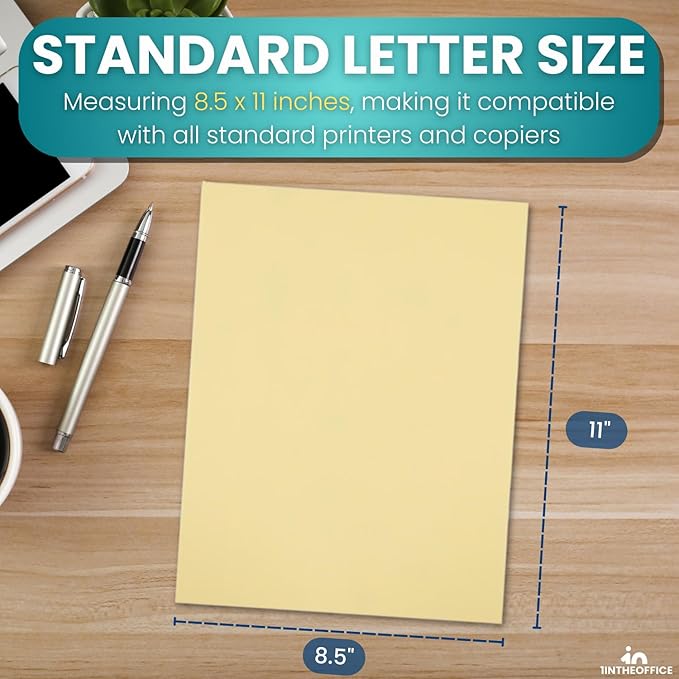 1InTheOffice Yellow Copy Paper, Yellow Colored Copy Paper, Printer Paper 8.5 x 11 inch Letter Size, 20lb Density, (500 Sheets)