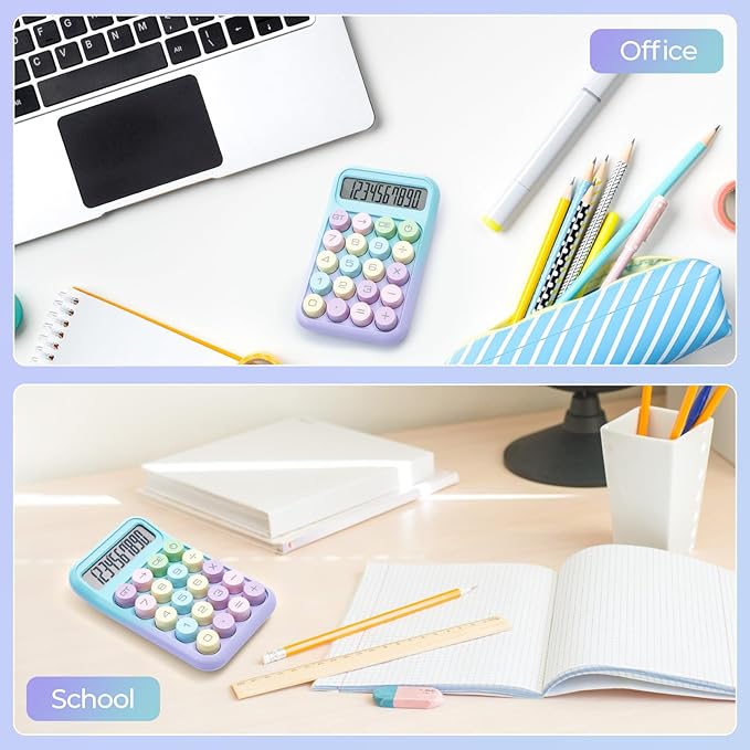 M&G Mechanical Switch Calculator, 10 Digit Basic Desk Calculator, Large LCD Display and Big Buttons, Cute Small Calculators Gift for Children Students Teacher
