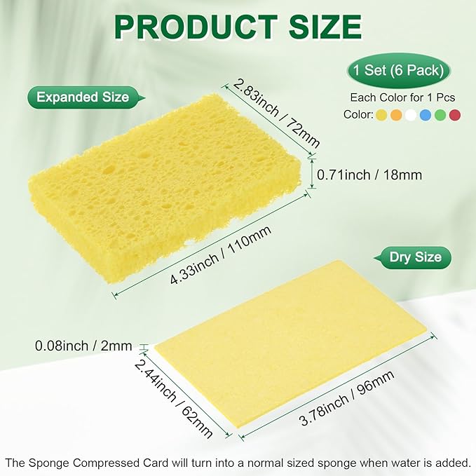 M METERXITY 1-Set Kitchen Sponges, Condense Eco Cellulose Non-Scratch Scrub Heavy Sponge for Kitchen/Household/Bathroom, Clean Tough Messes Dish Scrubber [Multicolor]