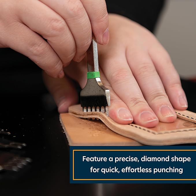 Weaver Leather Supply Diamond Leather Stitching Chisel Set, Precise 6mm Hole Punch, Color-Coded Hole Punch Set for Hand Sewing and Saddle Stitching
