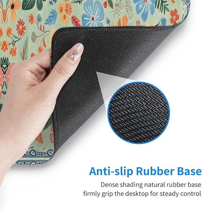 Gaming Mouse Pad, Large Non-Slip Rubber Base Mousepad, Keyboard Mouse Mat, Desk Pad with Stitched Edges, 31.5x11.8inch, Wilde Flower