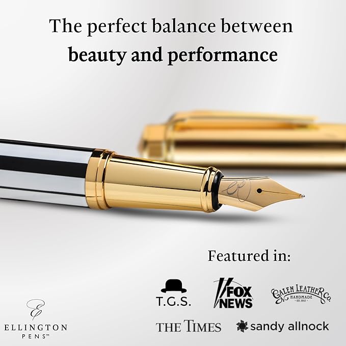 Ellington Pens Luxury Fountain Pen Set - Smooth Medium Nib- Includes 3 Ink Cartridges, Refillable Ink Converter, Gift Box- Fountain Pens For Writing, Calligraphy, Journaling, Sketching (Master Chopin)