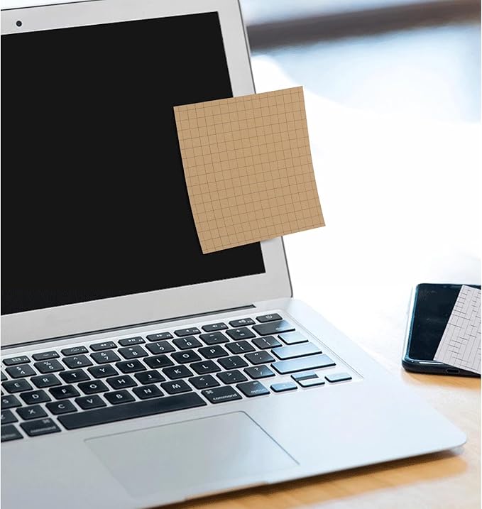 NatureTouch Sticky Notes 6 Packs, 3 x 3 Inches Adhesive Self-Stick Notes in Eye Protection Paper, Multiple Designs of Memo Pads for Reminders, Office, Home, School, Meeting, 80 Sheets/Pad，Kraft，Grid