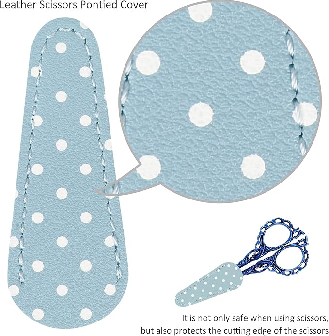 BIHRTC 4.5Inch Cross Stitch Sewing Scissors Small Sharp Scissor with Artificial Leather Cover Stainless Steel Shears for Needlework Artwork Craft Embroidery Sewing DIY Tool