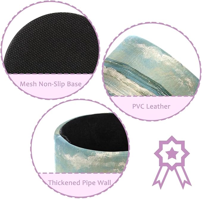 Round Creative Pen Holder |Beach Birds East Coast Ocean (2) Desktop Storage Organizer|Gadget Stationery Storage Box|Office Leather Organizer