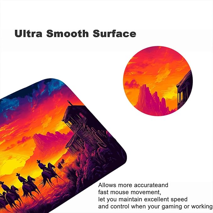 American West Gaming Mouse Pad Desk Pad Cowboys Wild Landscapes Mousepad XL Large Gaming Mouse Pad Laptop Keyboard Mat Desk Pad Office Home Decor for Women Girl 31.5"x11.8"