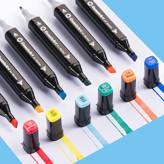 Alcohol Markers, Chisel & Fine Dual Tips,Paint Markers For Coloring, Drawing, Sketching, Card Making and DIY Patinting- Perfect for Adults and Kids (Black Barrel, 168)