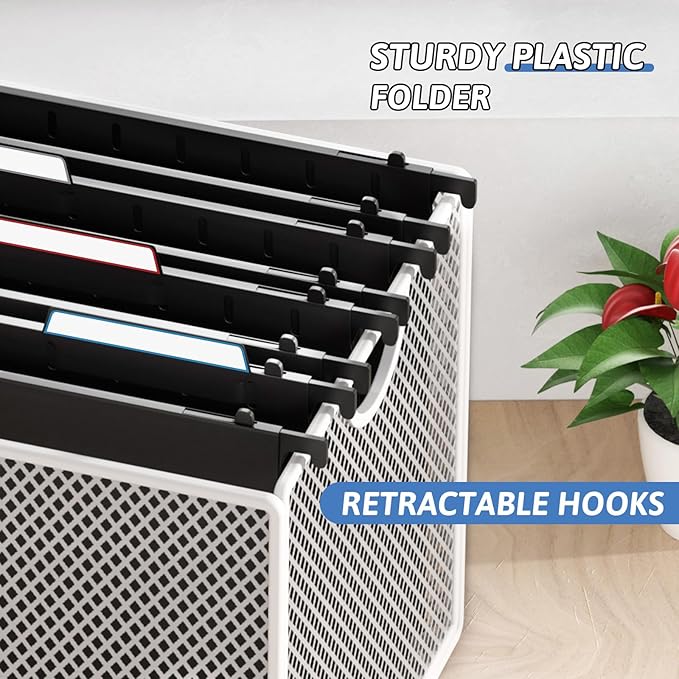 Plastic Extra Capacity Hanging File Folders,6 Pack Heavy Duty 4" Expandable Hanging Folder with Movable Dividers,Large Hanging Folders with Insertable Tabs, for Bulky Files, Letter Size-Black