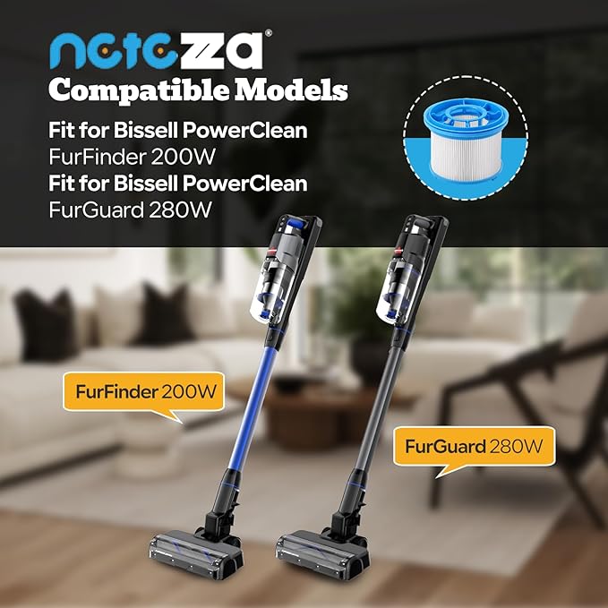 4039 Filter Replacement Fit for Bissell PowerClean FurGuard 280W and FurFinder 200W Self-Standing Cordless Vacuum，3 HEPA Filters, 6 Foam and 6 Pleated Pre-Filters