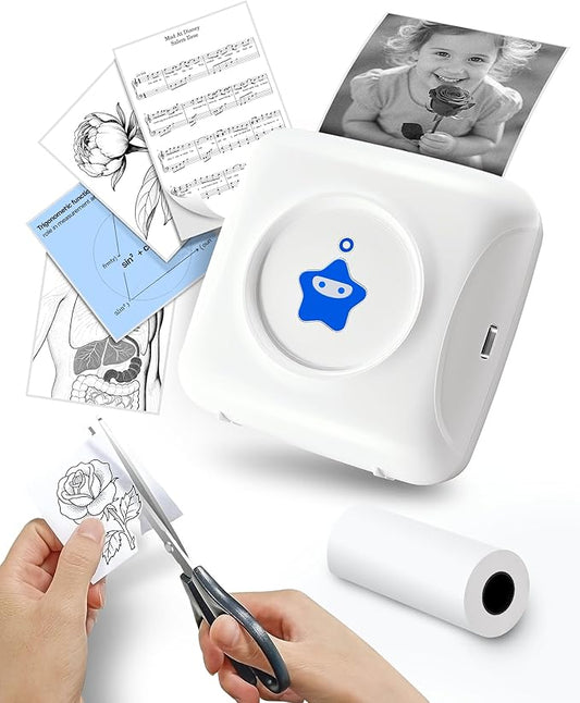 vretti Sticker Printer - TP2-Y Mini Portable Thermal Printer Inkless Sticker Maker Machine Bluetooth Label Maker Pocket Instant Print for Study Graphics, Anatomical Diagrams, Photos, Students