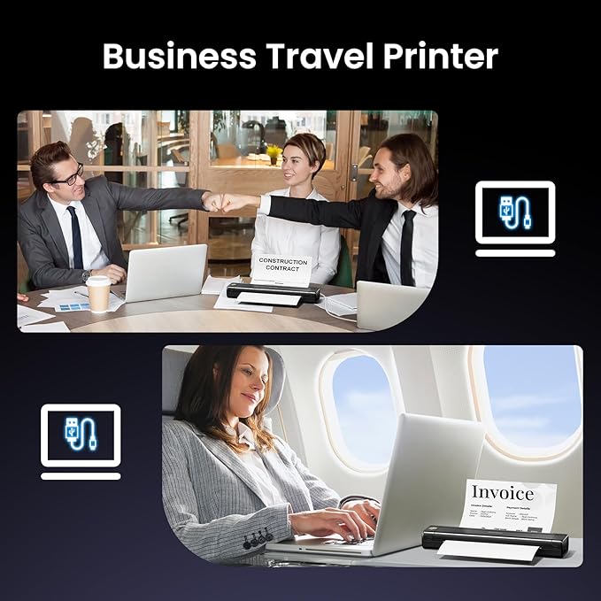 Phomemo M08E Portable Printers Wireless for Travel, Bluetooth Inkless Thermal Printer Support 8.5'' x 11'' US Letter, Compatible with iPhone, Android Phone, Laptop for Office Car Home Use