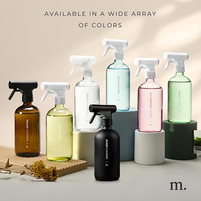 MaisoNovo Glass Spray Bottle - 16.9 fl oz Amber x 2 with 16 Labels