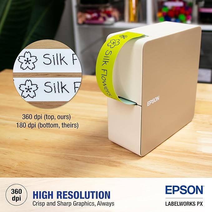 LABELWORKS Epson LW-C610PXADPT Color Starter Bundle - Label Maker, Adapter & Black on Blue/Red/Yellow Tape