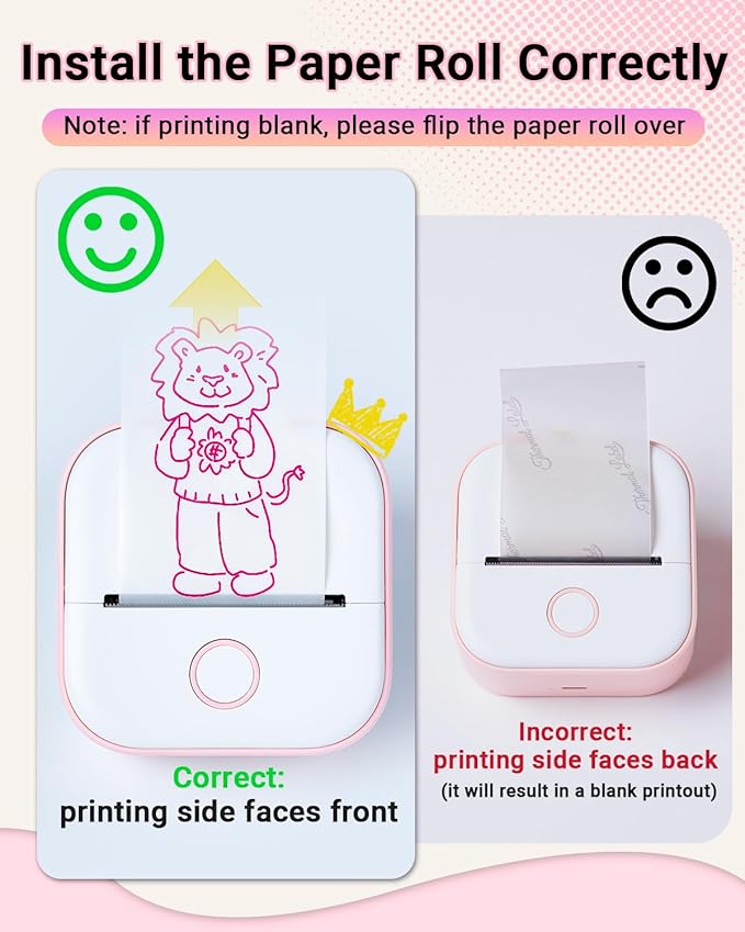 Memoking Mini Sticker Printer - T02 Mini Thermal Printer Wireless Inkless Label Maker Portable Sticker Maker for Student Birthday Gift, Compatible with iOS & Android, Pink