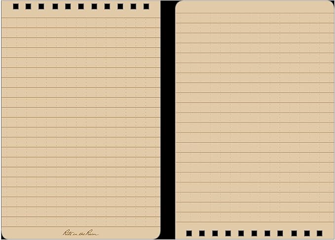 Rite in the Rain Weatherproof Top Spiral Notebook, 4" x 6", Tan Cover, Universal Pattern (No. 946T)