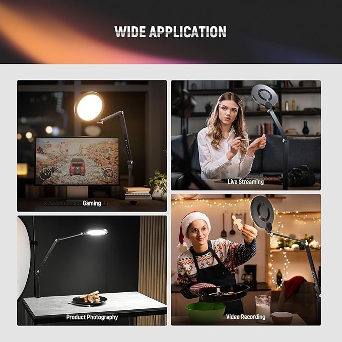 NEEWER Basics 18W 7" Ring Light with Desk Stand/C Clamp, 2 Pack 3000K-6500K Dimmable Full Screen LED Circle Lighting for Video Conference Streaming Phone Selfie Recording Laptop Computer Zoom, R18