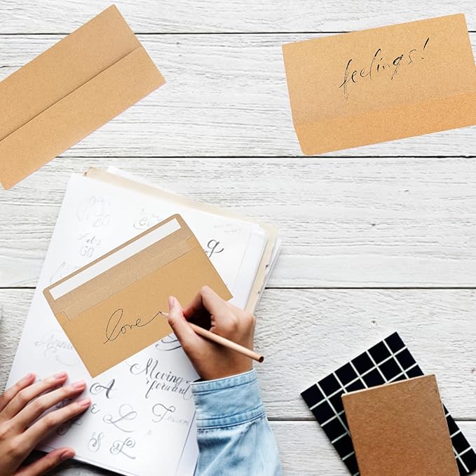 50 packages #10 Business envelopes, Mailing Envelopes, Self-adhesive standard Envelopes, for personal and business use, checks, mailing letters, invoices,4 1/8 x 9 1/2 inches (brown)