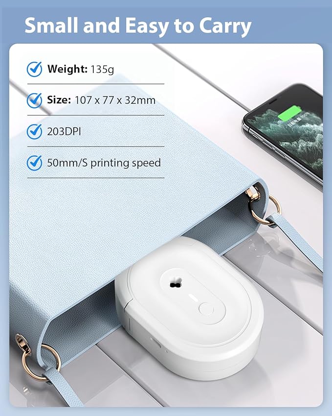 Label Maker Machine with Tape, N12 Portable Bluetooth Label Printer, Wireless Mini Label Makers Thermal Sticker with Multiple Templates for Home, Kitchen, School, Office Organization, White