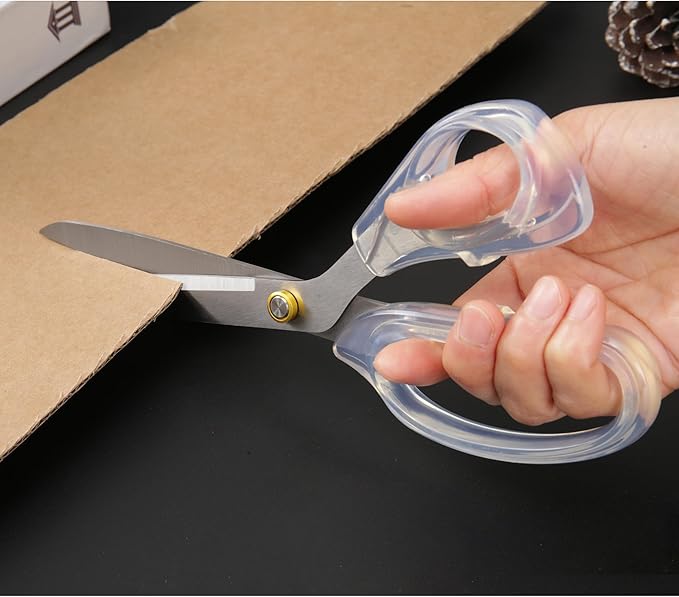 Silver Sewing Scissors 9" Ultra-Sharp Heavy Duty Crafting Shears with Transparent Ergonomic Handle All-Purpose Scissor, sewing,office cutting, Comfortable Handle Design, Versatile Usage
