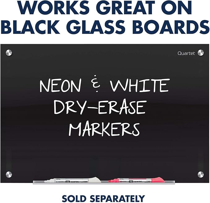 Quartet Glass Dry Erase Markers, Whiteboard Markers, Bullet Tip, White and Neon Colors, 6 Pack (79559Q)