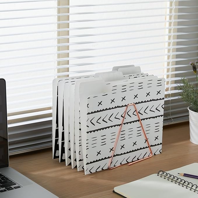 Y YOMA 12 Pack Decorative File Folders Letter Size File Folder with 1/3-Cut Tab Cute Pretty Colored Heavyweight Filing Folder File Organizers for Office School Home Desktop, Black & White