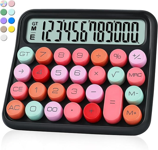 VEWINGL Mechanical Switch Calculator, 12 Digit Large LCD Display and Buttons, Great for Everyday Life and Basic Office Work, with Battery