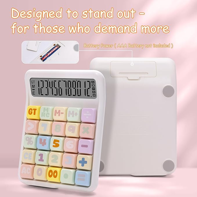 Mechanical Switch Calculator, 12 Digit Large LCD Display, Big Buttons, Real Mechanical Keypad, Desktop Calculator for Office & Study