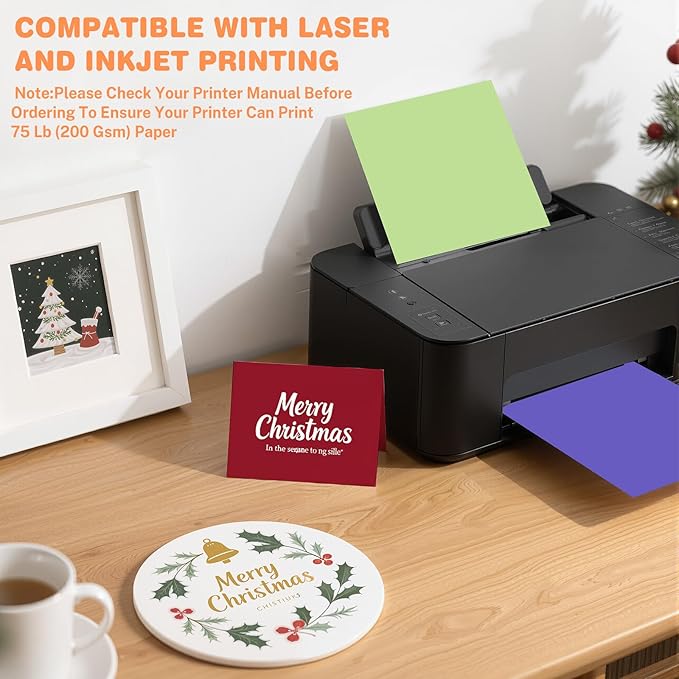 Cardstock 8.5 X 11, 80 Sheets 10 Colors Card Stock, 75lb/ 200gsm Copy Paper, Cardstock Printer Paper For Art, Drawing, Invitations, DIY Cards, Watercolor, Craft, Construction, School & Office Supplies