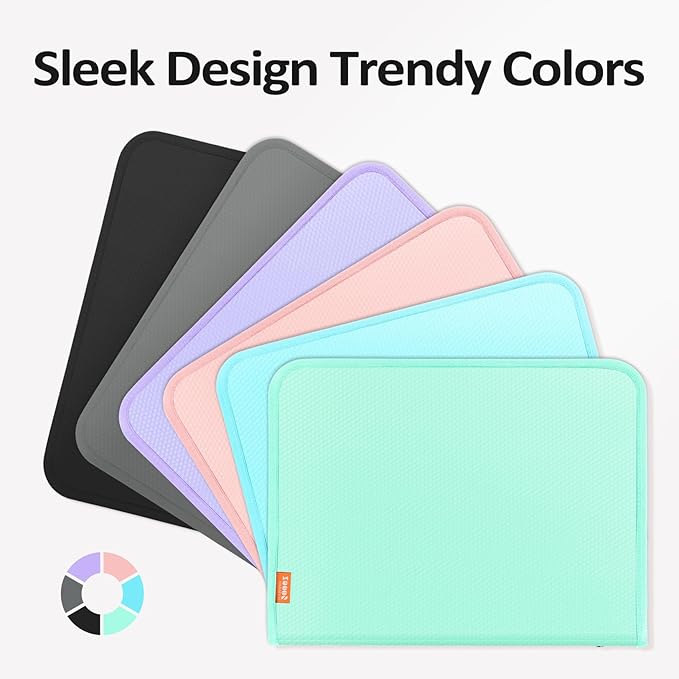 Sooez 7 Pockets Accordion File Organizer, Zipper Expanding File Folder, Heavy Duty Folder Organizer, Sleek Letter Size Accordion Folder, Portable Expandable File Folder for Documents, Purple