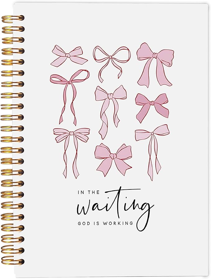 Christian Notebook, Coquette Pink Bow Journal, Preppy Aesthetic Journal Notebook, Bible Journal Notebook, Preppy Gifts for Women, Bible Journaling Spiral Notebook 5.5x8.3 Inch