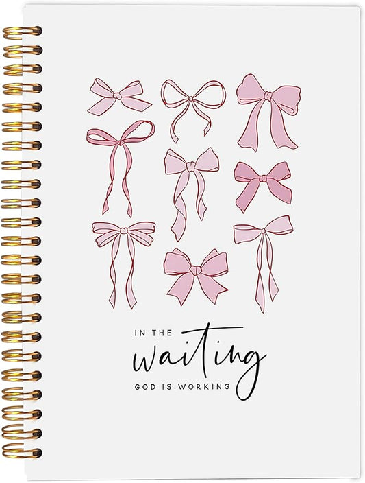 Christian Notebook, Coquette Pink Bow Journal, Preppy Aesthetic Journal Notebook, Bible Journal Notebook, Preppy Gifts for Women, Bible Journaling Spiral Notebook 5.5x8.3 Inch