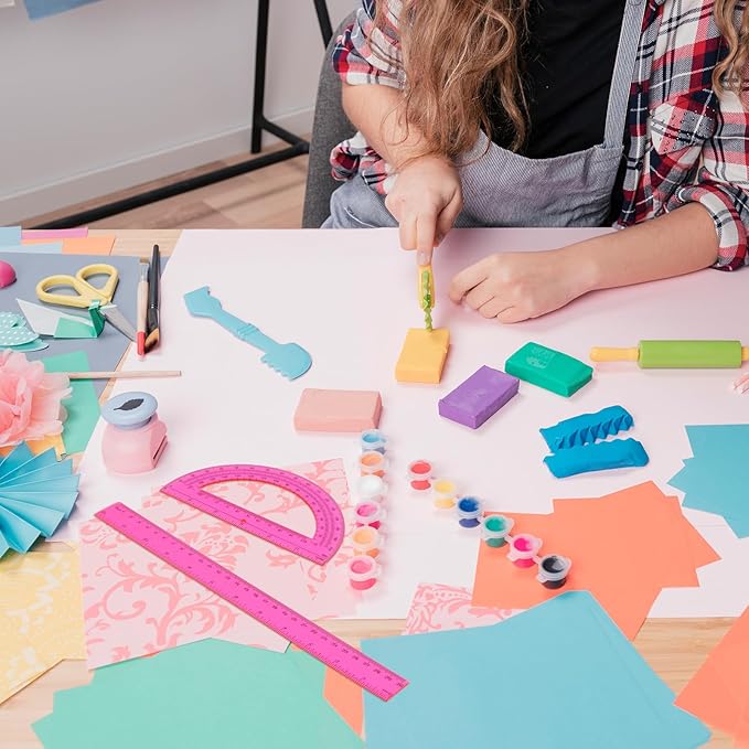 2 Pack Pink Plastic Ruler and Protractor Set 12 Inch and 6 Inch Plastic Protractor Set Clear Math Drafting Geometry Sets Transparent Ruler Sets for Home Office Drawing Architect Engineer